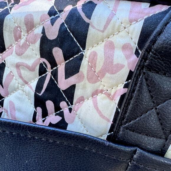 Luv Betsey Johnson Quilted Pink, Black & White Weekender Extra Large Duffle Bag - Picture 13 of 16